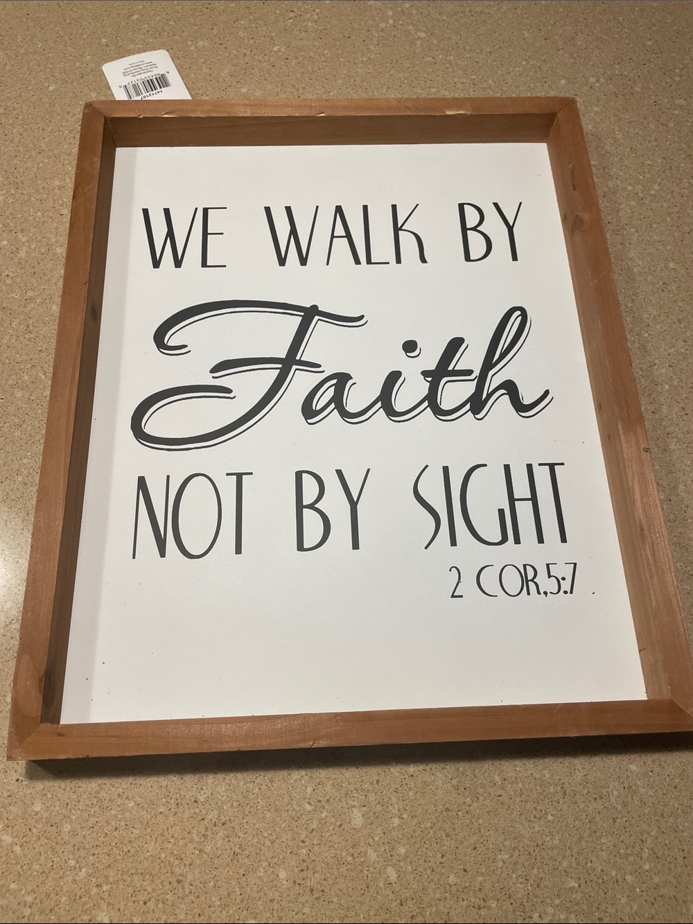 Framed Faith Wall Art - White and Brown Inspirational Quote